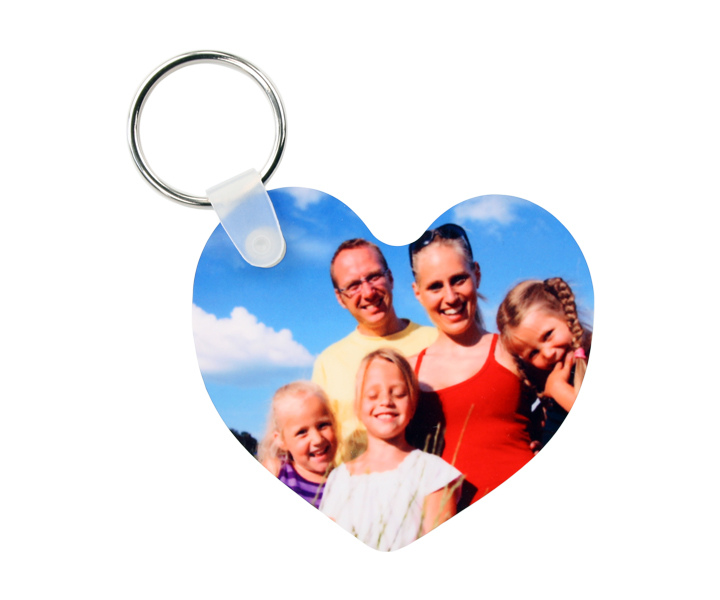 Key chain - heart - 2 sided 63x57mm, Unisub Key Tags, Sublimation, Produkte